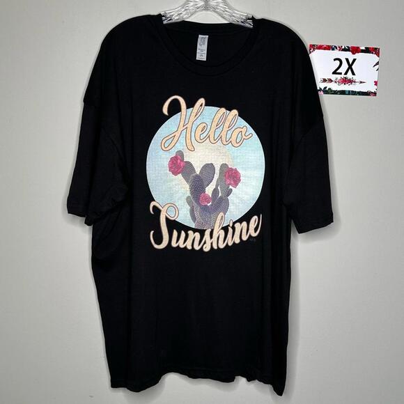 Tops - Hello Sunshine 2X L&B cactus tee shirt black